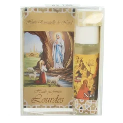 Palais du Rosaire Huile essentielle de Nard de Jérusalem en roll-on avec image de Lourdes^ Huile Religieuse