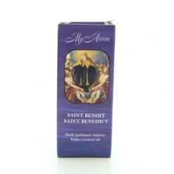 Palais du Rosaire Huile essentielle religieuse Saint Benoît parfumée à la violette 10ml^ Huile Religieuse