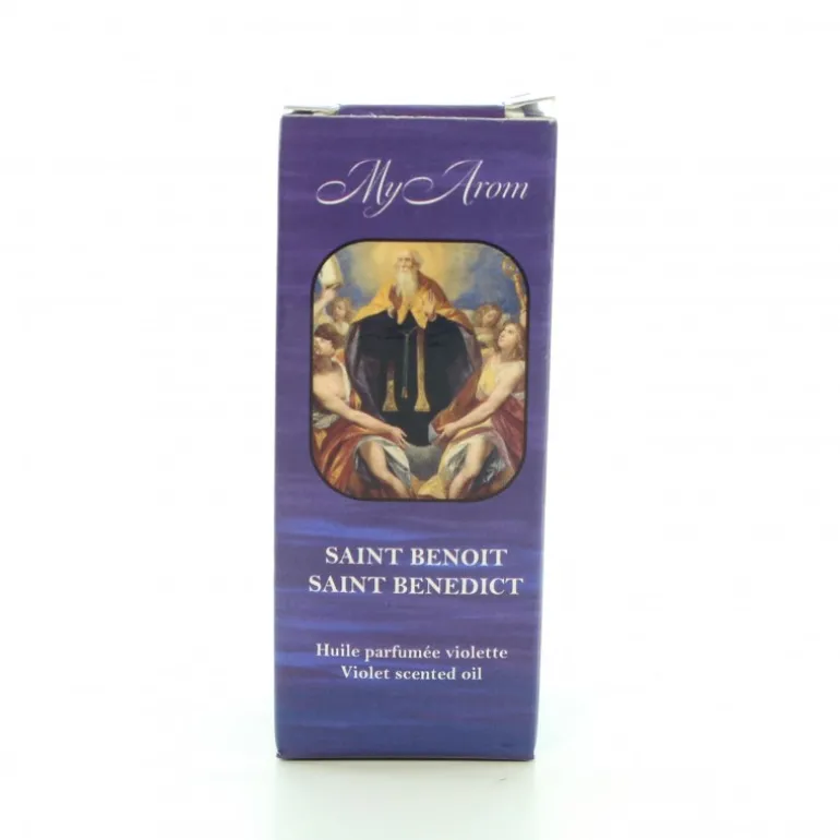 Palais du Rosaire Huile essentielle religieuse Saint Benoît parfumée à la violette 10ml^ Huile Religieuse