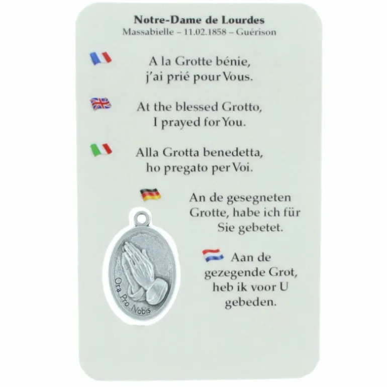 Palais du Rosaire Image religieuse de Notre Dame de Lourdes avec une médaille^ Image Religieuse
