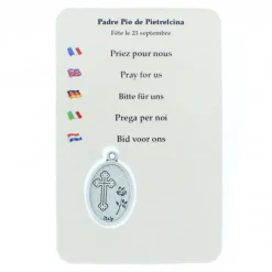 Palais du Rosaire Image religieuse de Padre Pio avec une médaille^ Image Religieuse