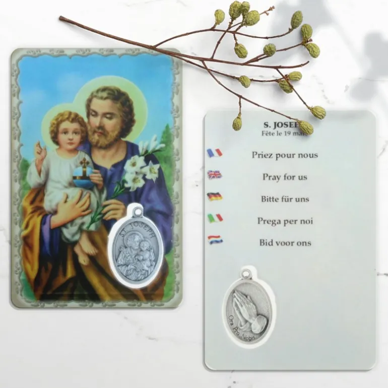 Palais du Rosaire Image religieuse de Saint Joseph avec une médaille^ Image Religieuse