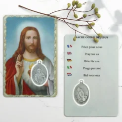 Palais du Rosaire Image religieuse Sacré Coeur de Jésus avec une médaille^ Image Religieuse
