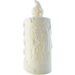 Palais du Rosaire Lampe en porcelaine style bougie illustrée avec la Vierge de Lourdes et Sainte Bernadette 20cm^ Bougie De Dévotion