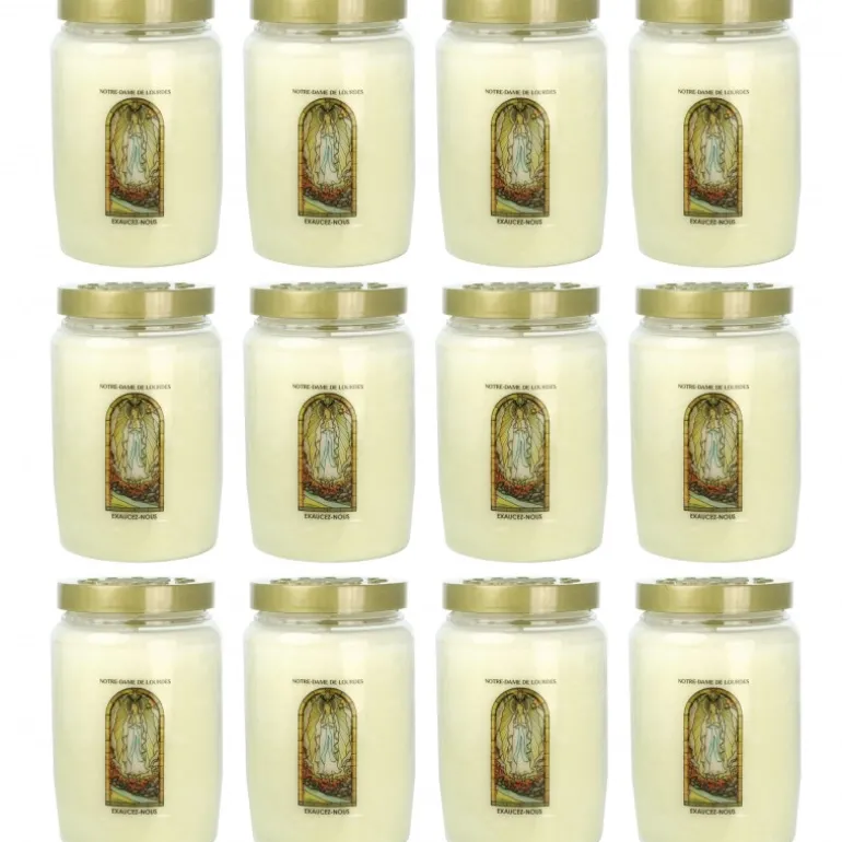 Palais du Rosaire Lot de 12 Bougies de dévotion 3 jours Notre Dame de Lourdes^ Bougie De Dévotion