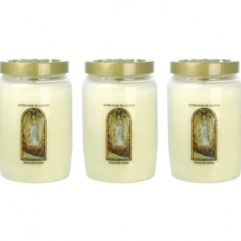Palais du Rosaire Lot de 3 Bougies de dévotion 3 jours Notre Dame de Lourdes^ Bougie Neuvaine