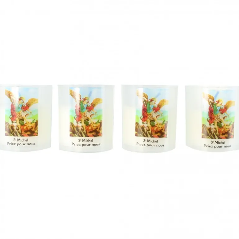 Palais du Rosaire Lot de 4 bougies veilleuses de Saint Michel 20h 6cm^ Bougie Votive