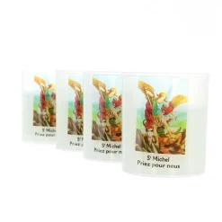 Palais du Rosaire Lot de 4 bougies veilleuses de Saint Michel 20h 6cm^ Bougie Votive