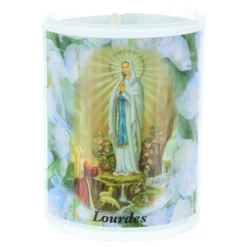 Palais du Rosaire Lot de 4 bougies Votives Notre Dame de Lourdes avec prière 6 cm^ Bougie Votive