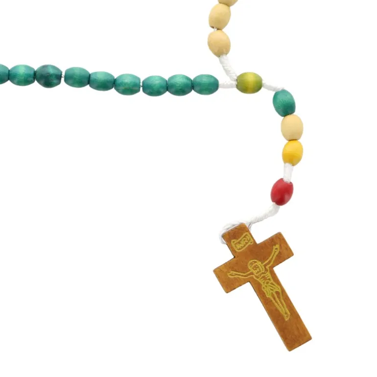Palais du Rosaire Lot de 24 chapelets de mission en bois avec grains ovales colorés^Enfant Chapelet Bois | Chapelet Pour Enfant