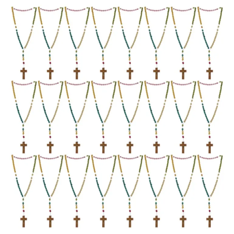 Palais du Rosaire Lot de 24 chapelets de mission en bois avec grains ovales colorés^Enfant Chapelet Bois | Chapelet Pour Enfant