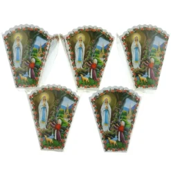 Palais du Rosaire Lot de 5 flambeaux pour cierge de procession en Français, Italien, Espagnol^ Bougie De Dévotion | Cierge De Lourdes