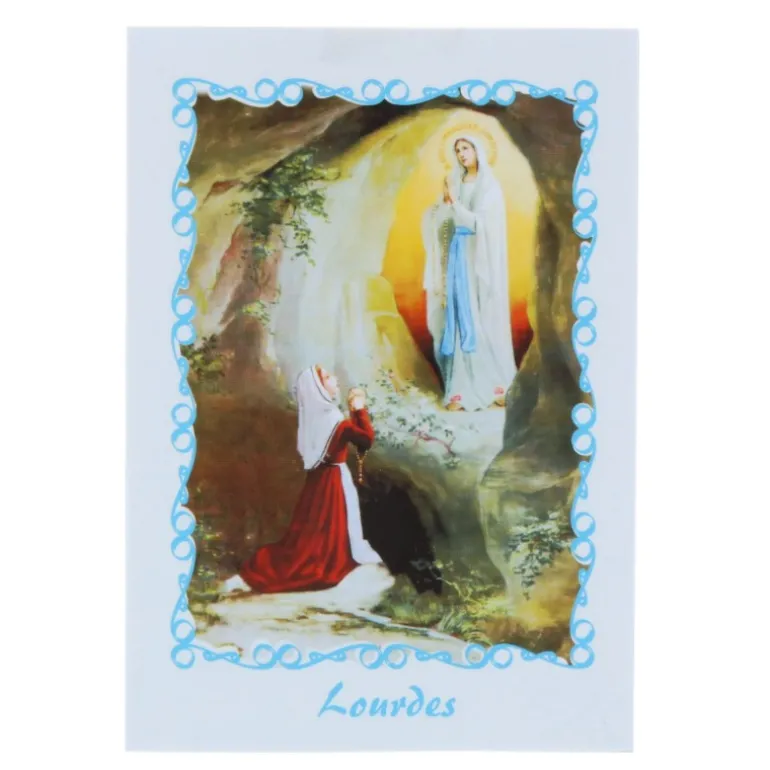 Palais du Rosaire Lot de 2 images religieuses de l'Apparition de Lourdes texte en anglais^ Image Religieuse