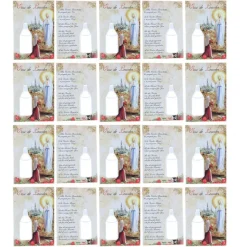 Palais du Rosaire Lot de 20 Images religieuses, Apparition de Lourdes, prières et fioles eau de Lourdes 10 ml^ Flacon Eau De Lourdes | Image Religieuse