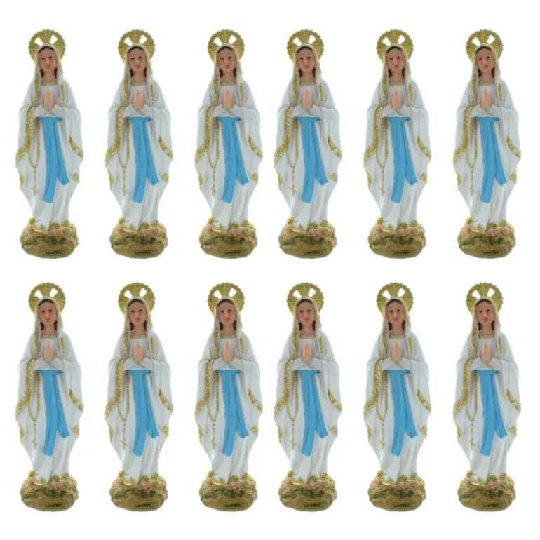 Palais du Rosaire Lot de 12 Statues de la Vierge Marie colorée avec une auréole en résine 31cm^ Communion | Statue De Notre Dame De Lourdes