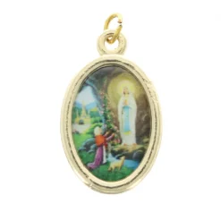 Palais du Rosaire Lot de deux médailles dorées de Bernadette et l'Apparition 20mm^ Médaille Et Croix Métal
