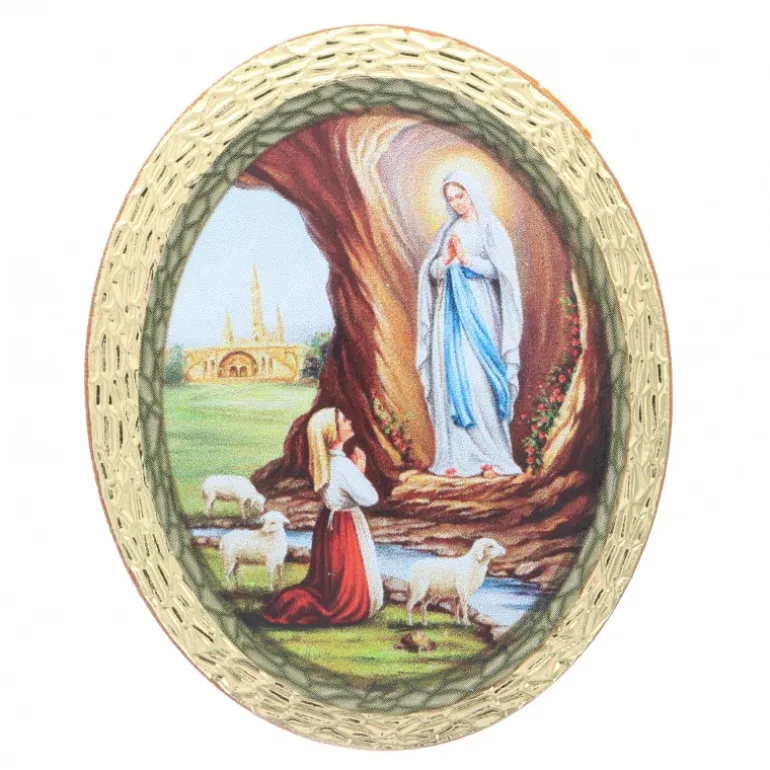 Palais du Rosaire Magnet de l'Apparition de Lourdes de forme ovale^ Magnet