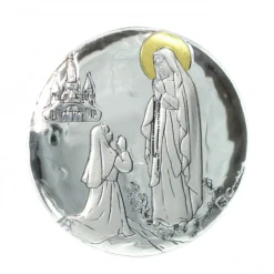 Palais du Rosaire Magnet de l'Apparition en metal argenté et finition dorée 4cm^ Cadre Religieux
