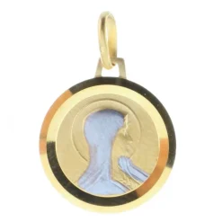 Palais du Rosaire Médaille 2 tons Plaqué Or double face Vierge Marie et Apparition^ Médaille De La Vierge | Médaille Et Croix Plaqué Or