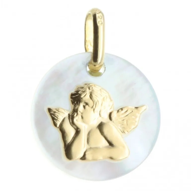 Palais du Rosaire Médaille Ange en Nacre et Or massif^ Baptême | Communion