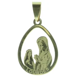 Palais du Rosaire Médaille Apparition de Lourdes en acier doré^ Médaille De Lourdes | Médaille Et Croix Métal