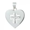 Palais du Rosaire Médaille Argent en forme de coeur avec une croix en strass^ Médaille De Saint | Médaille Et Croix Argent