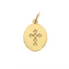 Palais du Rosaire Médaille avec croix en plaqué or 15mm^ Médaille De Saint | Médaille Et Croix Plaqué Or