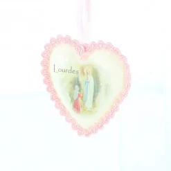 Palais du Rosaire Médaille berceau et coeur en tissu rose^ Baptême | Médaille De Berceau