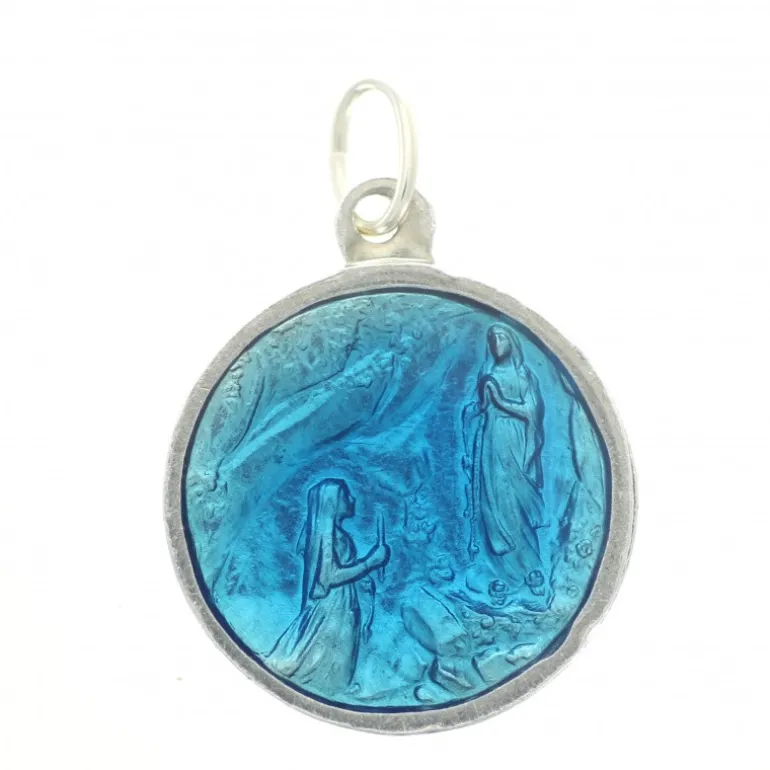 Palais du Rosaire Médaille Bleue de la Vierge Marie et de l'Apparition 19mm^ Médaille Et Croix Métal