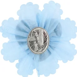 Palais du Rosaire Médaille de Berceau avec une médaille de Lourdes en Argent^ Baptême | Médaille De Berceau