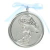 Palais du Rosaire Médaille de berceau ronde avec la Vierge Mère en argent^ Baptême | Médaille De Berceau
