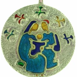 Palais du Rosaire Médaille de la Sainte Famille en Bronze émaillé 8,5cm^ Cadre Religieux