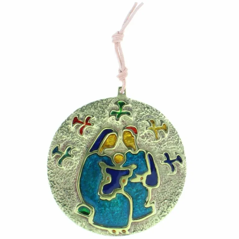 Palais du Rosaire Médaille de la Sainte Famille en Bronze émaillé 8,5cm^ Cadre Religieux