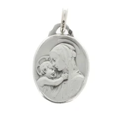 Palais du Rosaire Médaille de la Vierge à l'Enfant de 21mm en argent^ Médaille De La Vierge | Médaille Et Croix Argent