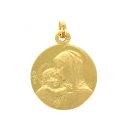 Palais du Rosaire Médaille de la Vierge à l'enfant Personnalisable en plaqué or 18mm^ Médaille Et Croix Plaqué Or
