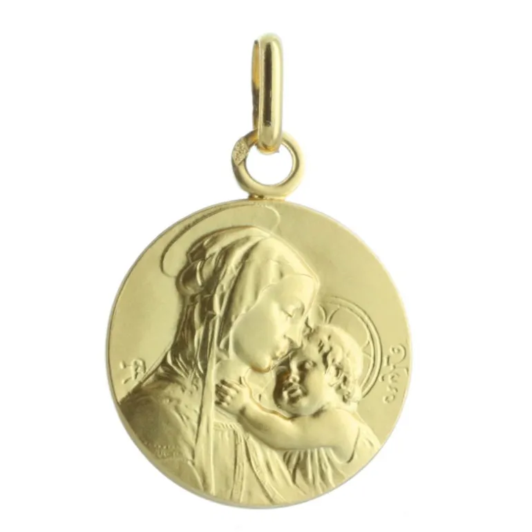 Palais du Rosaire Médaille de la Vierge à l'Enfant Or - Baptême - Gravure Personnalisée - 16mm^ Baptême | Communion