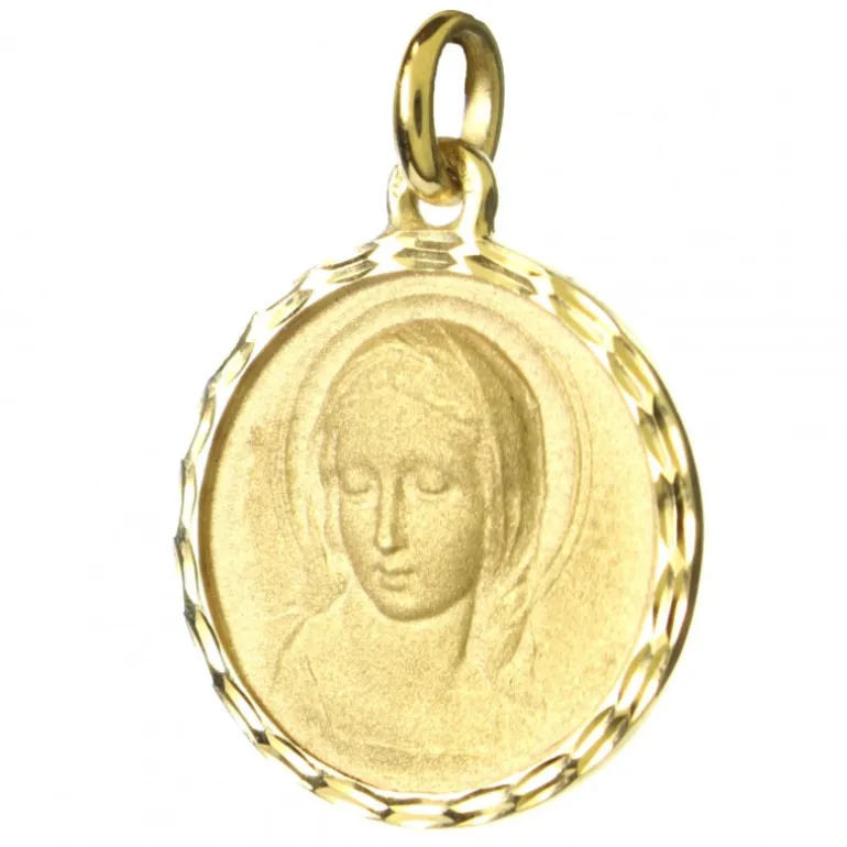 Palais du Rosaire Médaille de la Vierge Amabilis en or 9K 17mm avec Gravure Personnalisée^ Médaille Et Croix Or