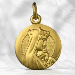 Palais du Rosaire Médaille de la Vierge couronnée en Plaqué Or^ Médaille De La Vierge | Médaille Et Croix Plaqué Or