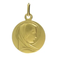 Palais du Rosaire Médaille de la Vierge de Profil en Plaqué Or 18mm^ Médaille Et Croix Plaqué Or