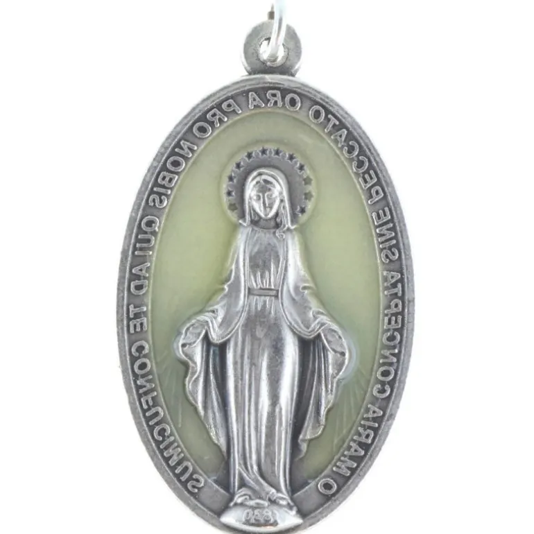 Palais du Rosaire Médaille de la Vierge Miraculeuse lumineuse en métal 4cm^ Médaille Miraculeuse | Médaille Et Croix Métal