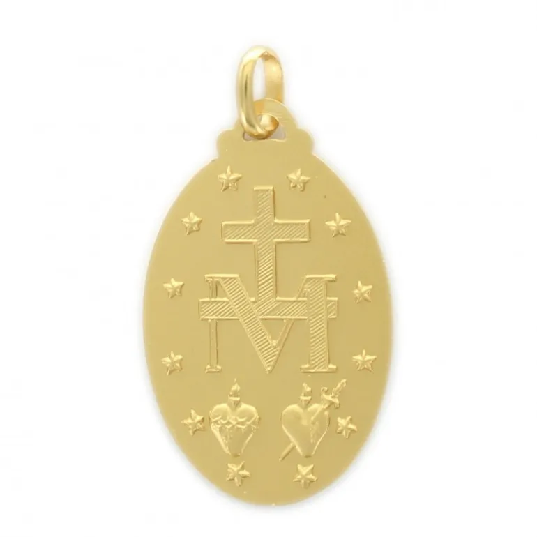 Palais du Rosaire Médaille de la Vierge Miraculeuse en plaqué or de 32 mm^ Communion | Médaille Miraculeuse
