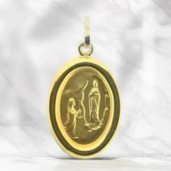 Palais du Rosaire Médaille de l'Apparition Lourdes en Or, double face 23 mm^ Communion | Médaille De Lourdes