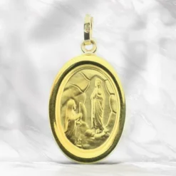Palais du Rosaire Médaille de Lourdes en Or, double face 27mm^ Communion | Médaille De Lourdes
