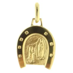 Palais du Rosaire Médaille de Lourdes en Plaqué Or en forme de Fer à cheval^ Médaille Et Croix Plaqué Or