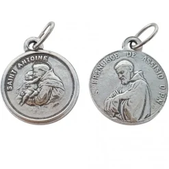 Palais du Rosaire Médaille de Saint Antoine et au revers Saint François en métal argenté^ Médaille De Saint | Médaille Et Croix Métal