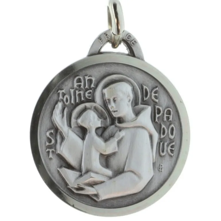 Palais du Rosaire Médaille de Saint Antoine de Padoue argentée 20mm^ Médaille De Saint | Médaille Et Croix Métal