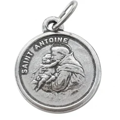 Palais du Rosaire Médaille de Saint Antoine et au revers Saint François en métal argenté^ Médaille De Saint | Médaille Et Croix Métal