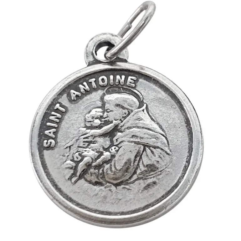 Palais du Rosaire Médaille de Saint Antoine et au revers Saint François en métal argenté^ Médaille De Saint | Médaille Et Croix Métal