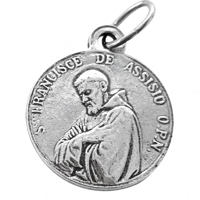Palais du Rosaire Médaille de Saint Antoine et au revers Saint François en métal argenté^ Médaille De Saint | Médaille Et Croix Métal