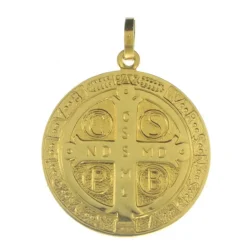 Palais du Rosaire Médaille de Saint Benoit en or 9 carats 25mm^ Médaille Et Croix Or